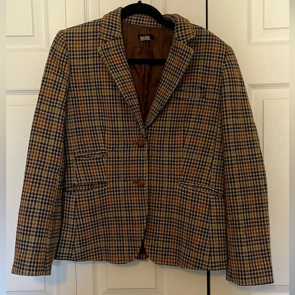 J. Crew Jackets & Blazers - J.CREW Houndstooth Blazer Women's Size 12 100% lambs wool